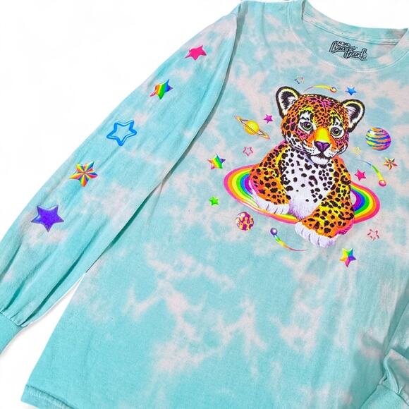 Lisa Frank Hunter Jaguar Blue Tie Dye Shirt Long Sleeve Y2K 90s Rainbow Womens S - Picture 4 of 11